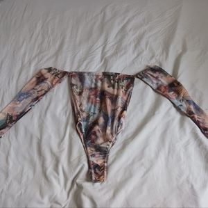 See through body suit size xsmall multicolored